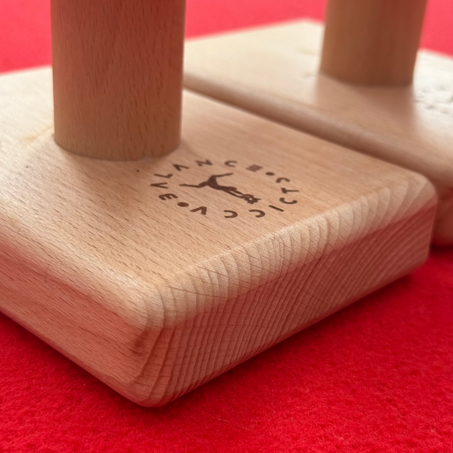 balance addicts logo on wooden handstand canes