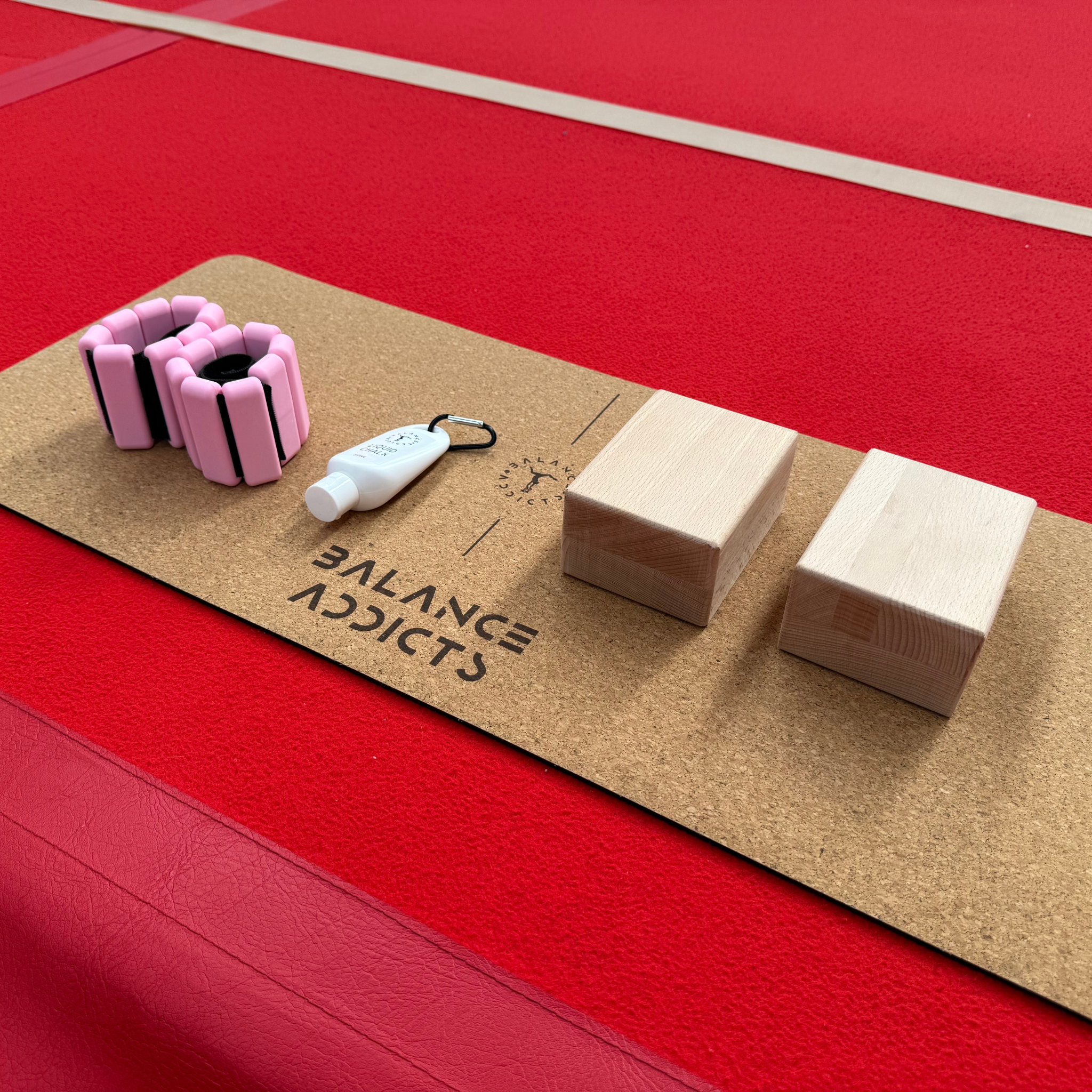 gymnastics starter bundle. Handstand blocks, ankle weights, balance base & liquid chalk