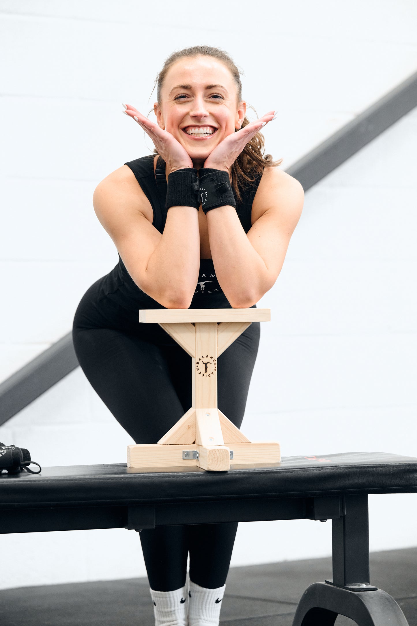 cheerleader with stunt stand